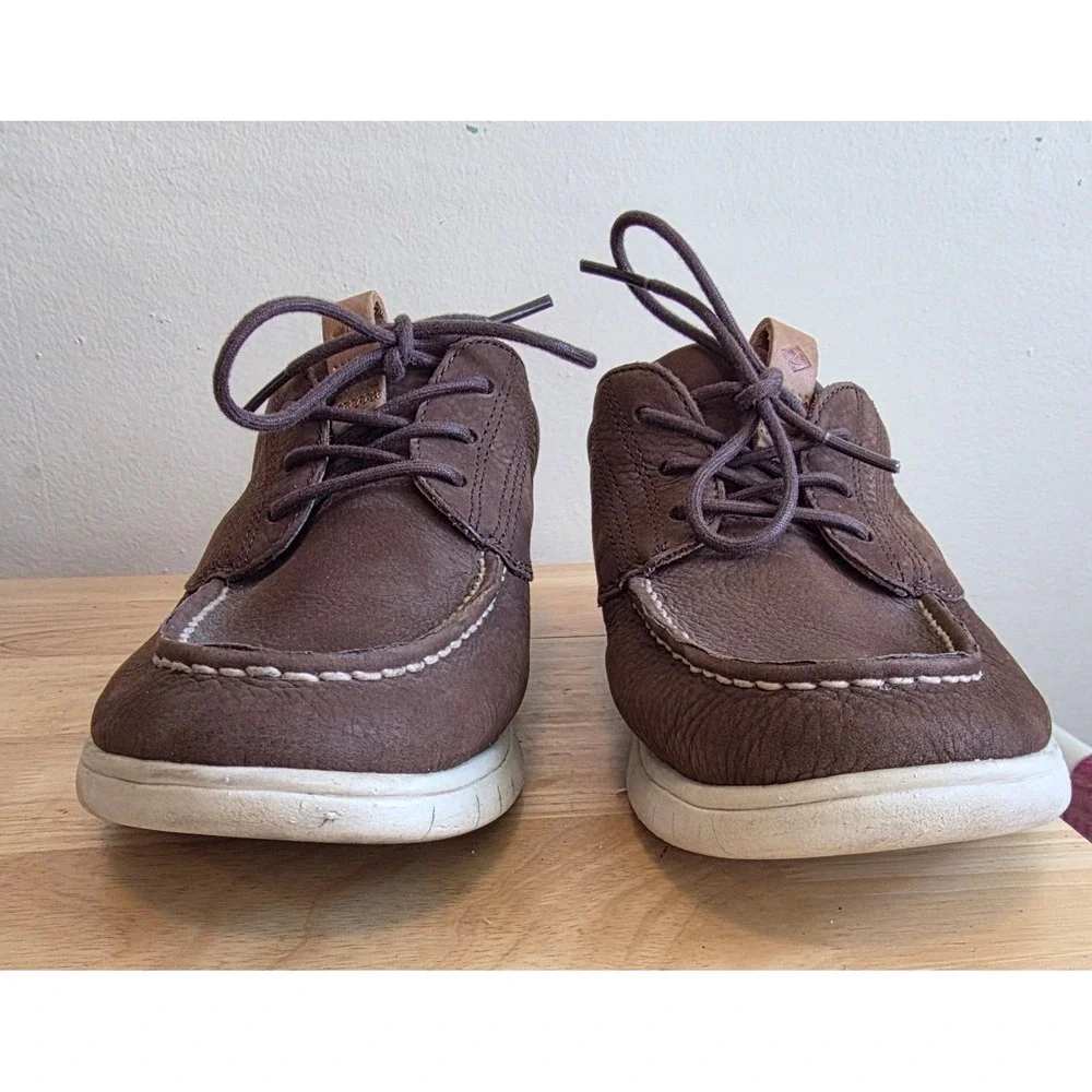 Sperry Mens 9 Plushwave Boat Shoes Brown Leather STS22671 Moc Toe Casual